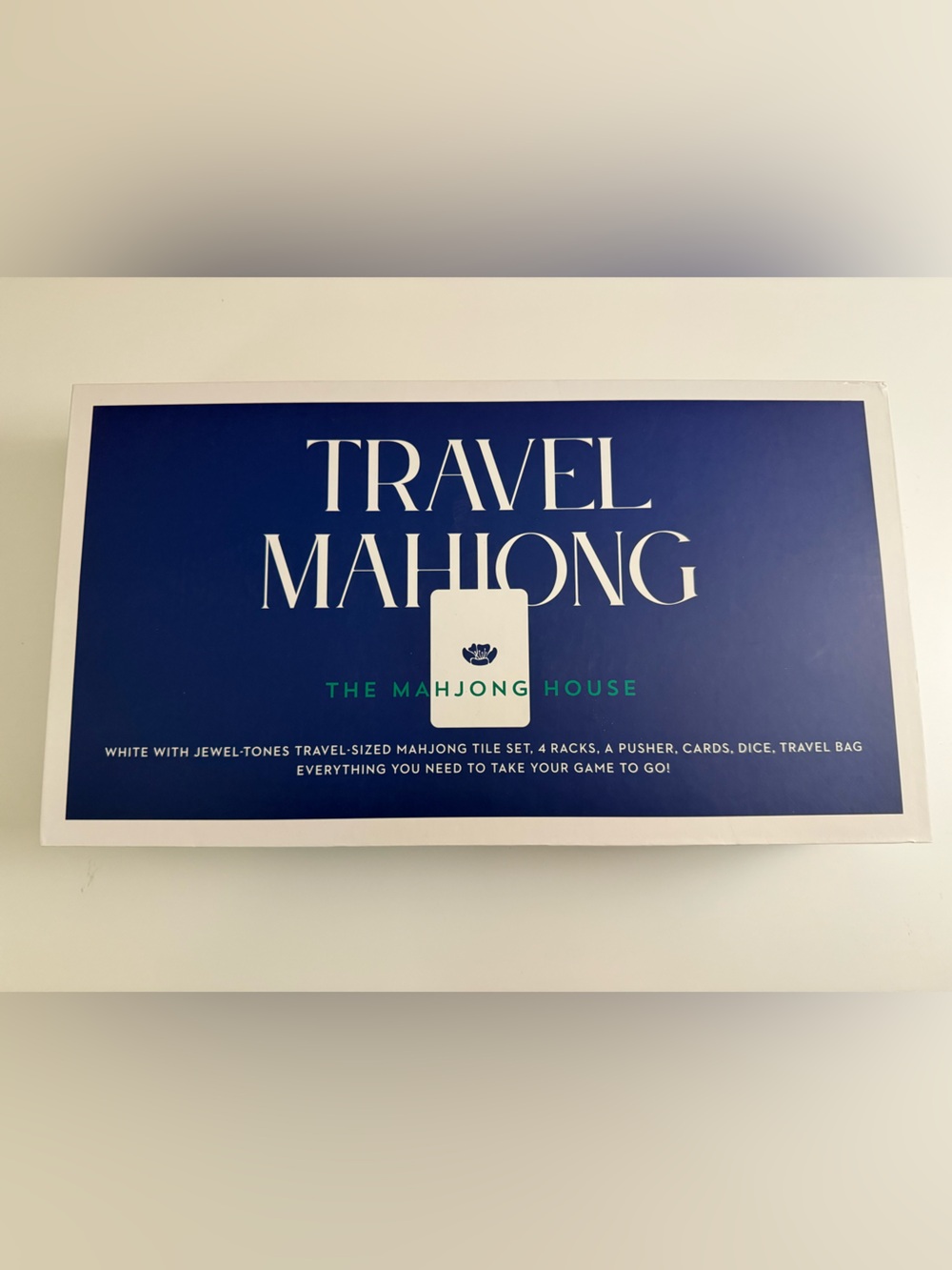New Travel Mahjong Set by The Mahjong House White with Jewel Tones